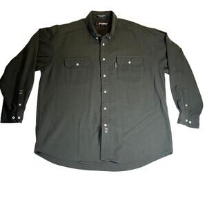 FUBU The Collection Sport Button Down Shirt Men's XL Green Heavy Polynosic Blend